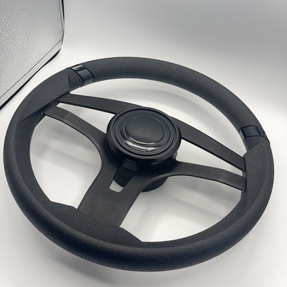 Badia Boat Steering Wheel Brushed Black Aluminum Spokes | LG Black Snap-in