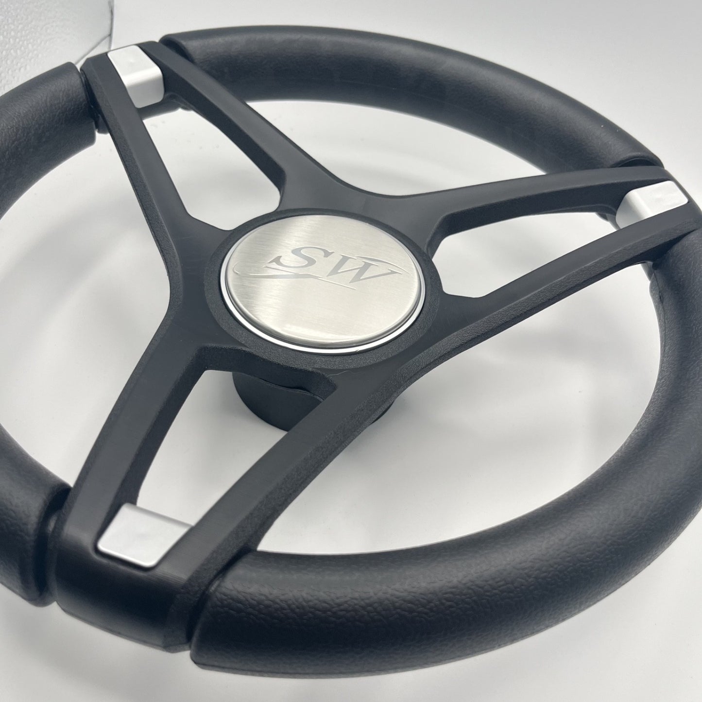 Molino Black w/Soft Touch Urethane Rim Boat Steering Wheel | Blue Wave