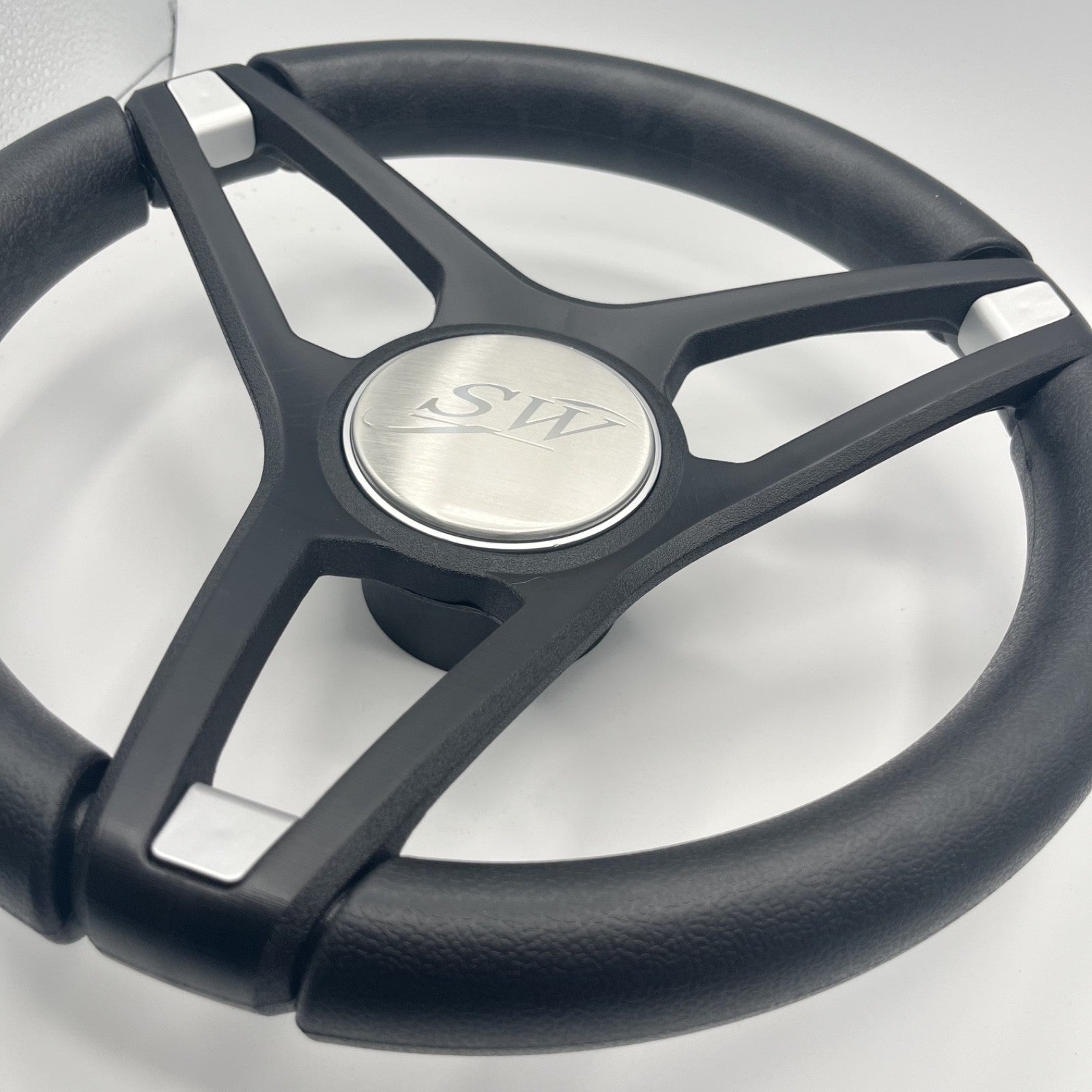Molino Black w/Soft Touch Urethane Rim Boat Steering Wheel | Blue Wave