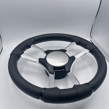 Malera Boat Steering Wheel Chrome Spokes | Blank Black Star