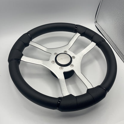 Malera Boat Steering Wheel Brushed Aluminum Spokes | Gussi Snap-in