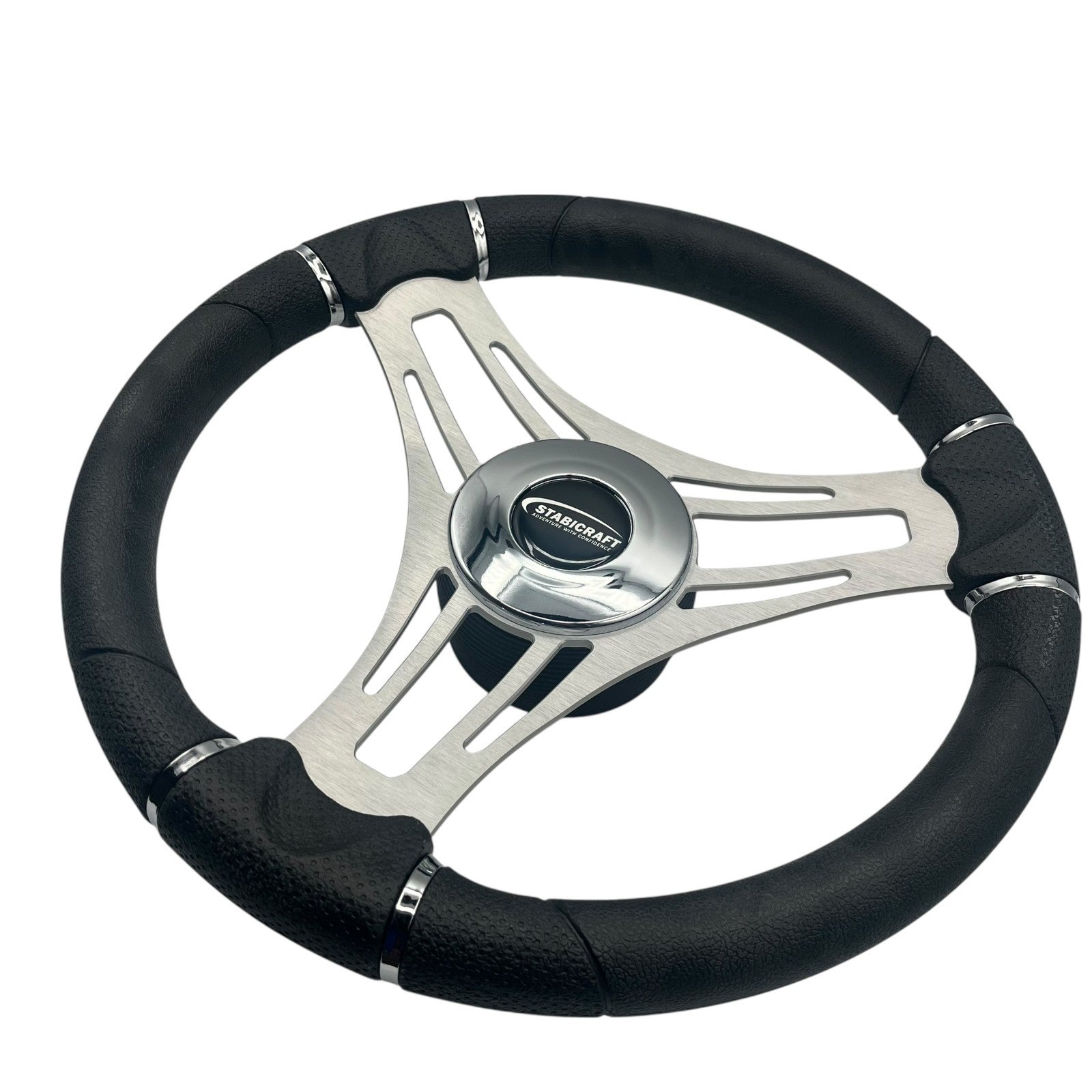 Verona Boat Steering Wheel Gray Brushed Aluminum Spokes | Stabicraft