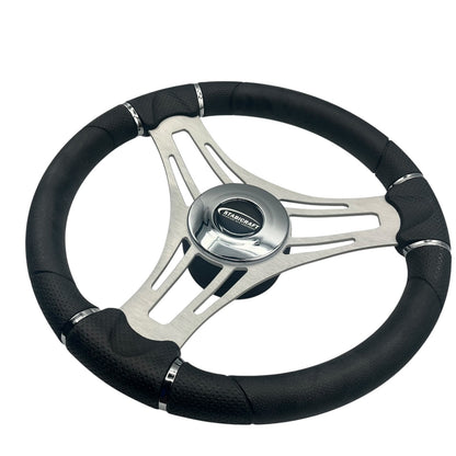 Verona Boat Steering Wheel Gray Brushed Aluminum Spokes | Stabicraft