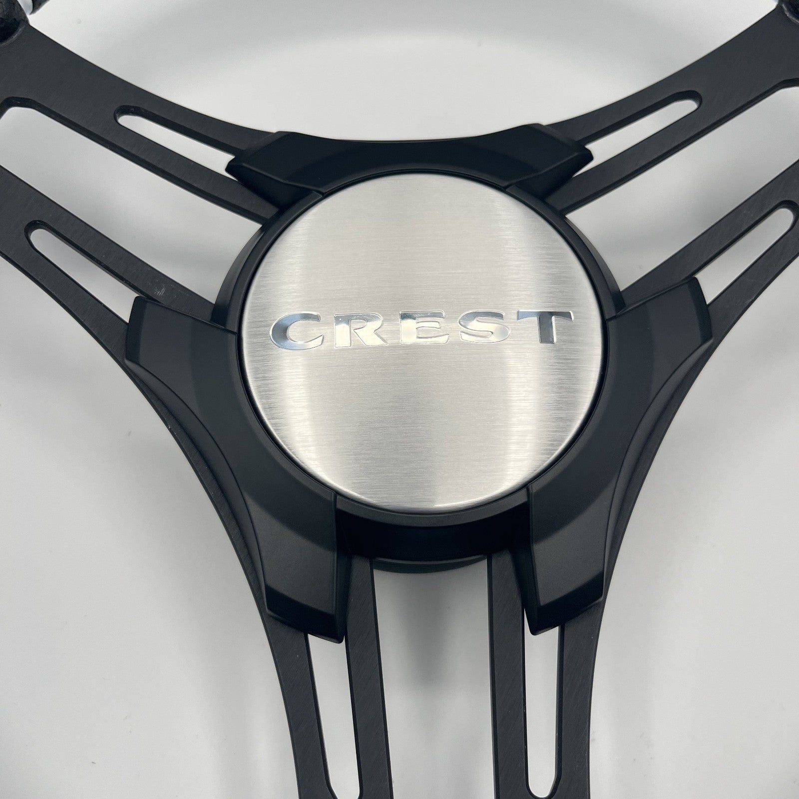 Gussi Italia Boat Steering Wheel Black Brushed Alum Spokes | Crest