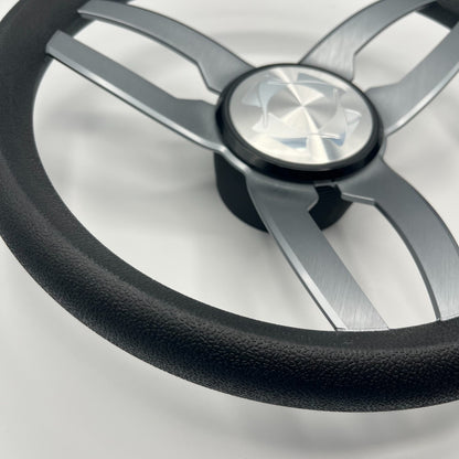 Cabrio Boat Steering Wheel Gray Brushed Alum Spoke | Stingray Boat