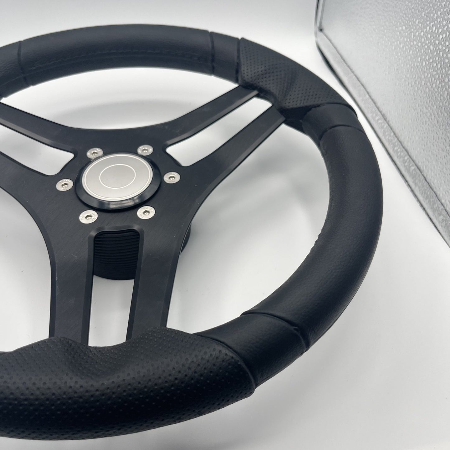 Molinara Marine Steering Wheel Black Brushed Alum Spokes | Target Style