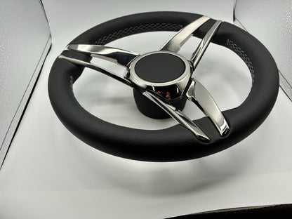 Caneva Boat Steering Wheel Stainless Steel Spoke Leather Rim | Plain