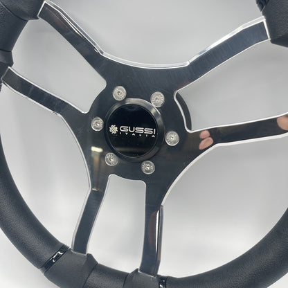 Malera Boat Steering Wheel Chrome Spokes | Snap in Stainless Gussi Cap