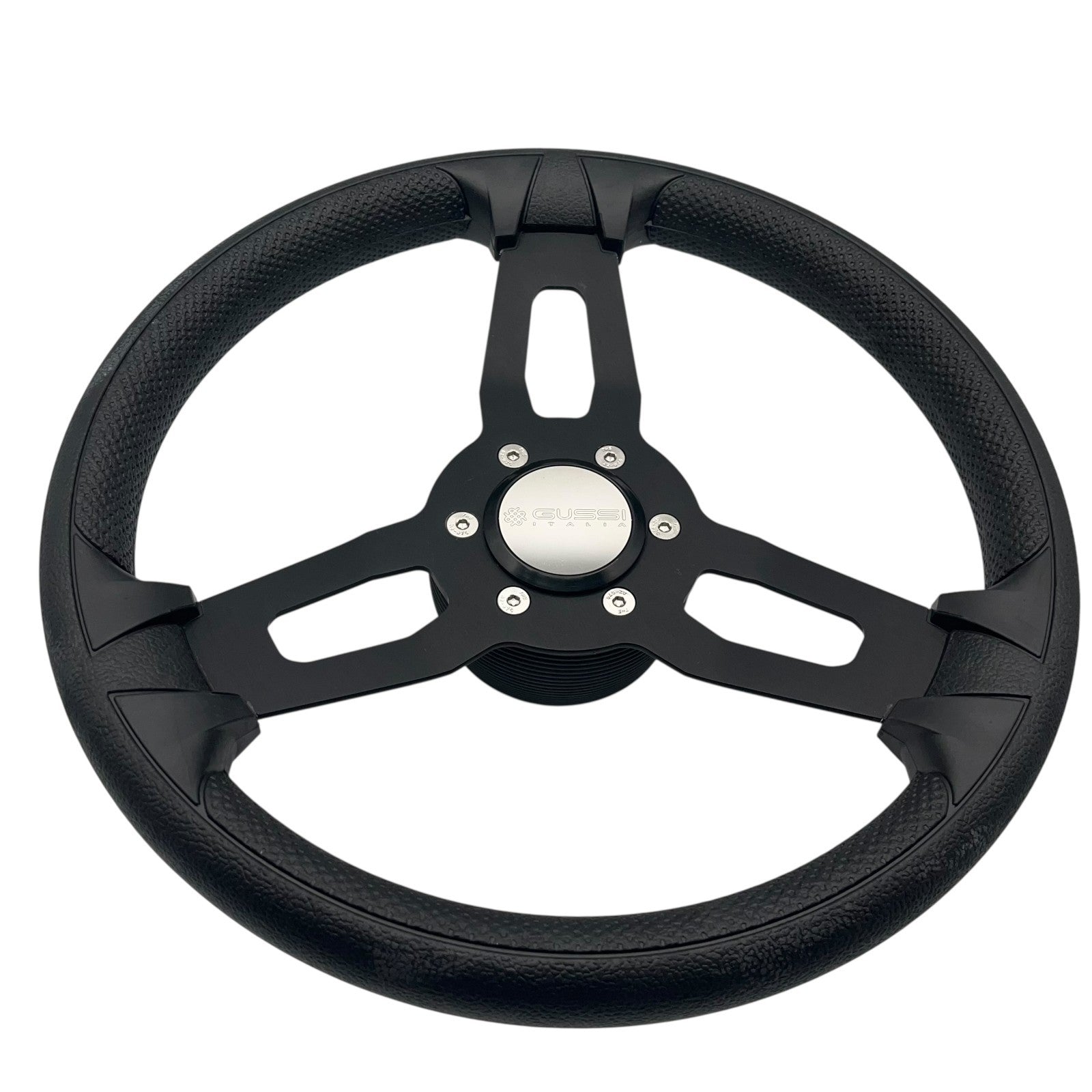 Model 15 Marine Steering Wheel Black Brushed Aluminum Spokes | Gussi Italia