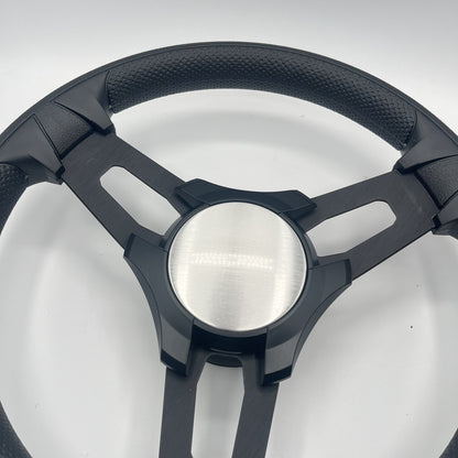 Gussi Italia Boat Model 15 Steering Wheel Black Brushed Alum Spokes |BlackPlain