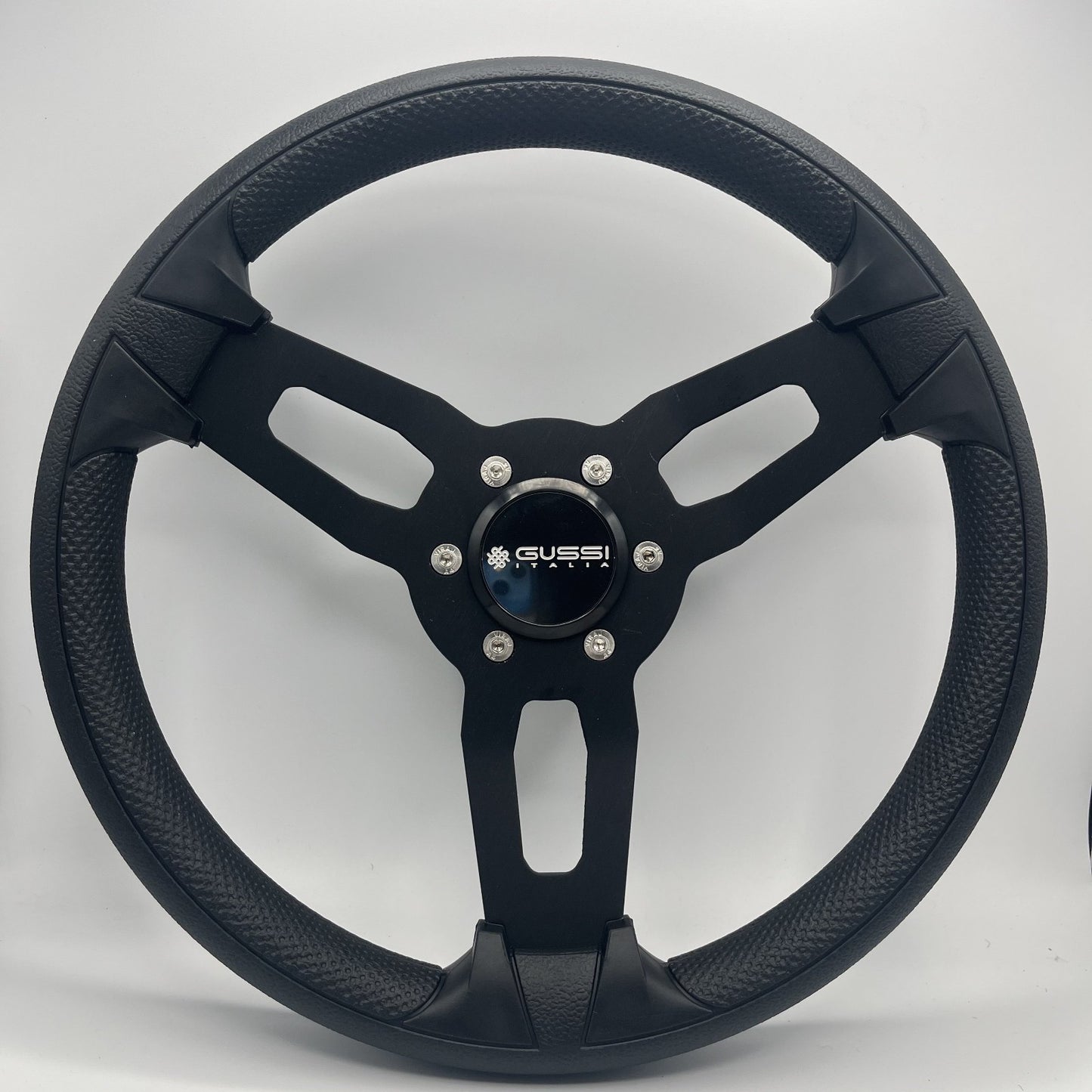 Gussi Italia Model 15 Steering Wheel Blk Brushed Alum Spokes | Gussi Stainless