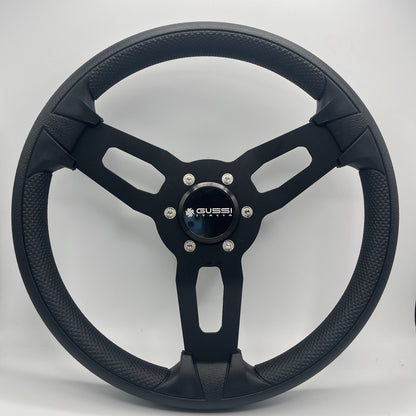 Gussi Italia Model 15 Steering Wheel Blk Brushed Alum Spokes | Gussi Stainless
