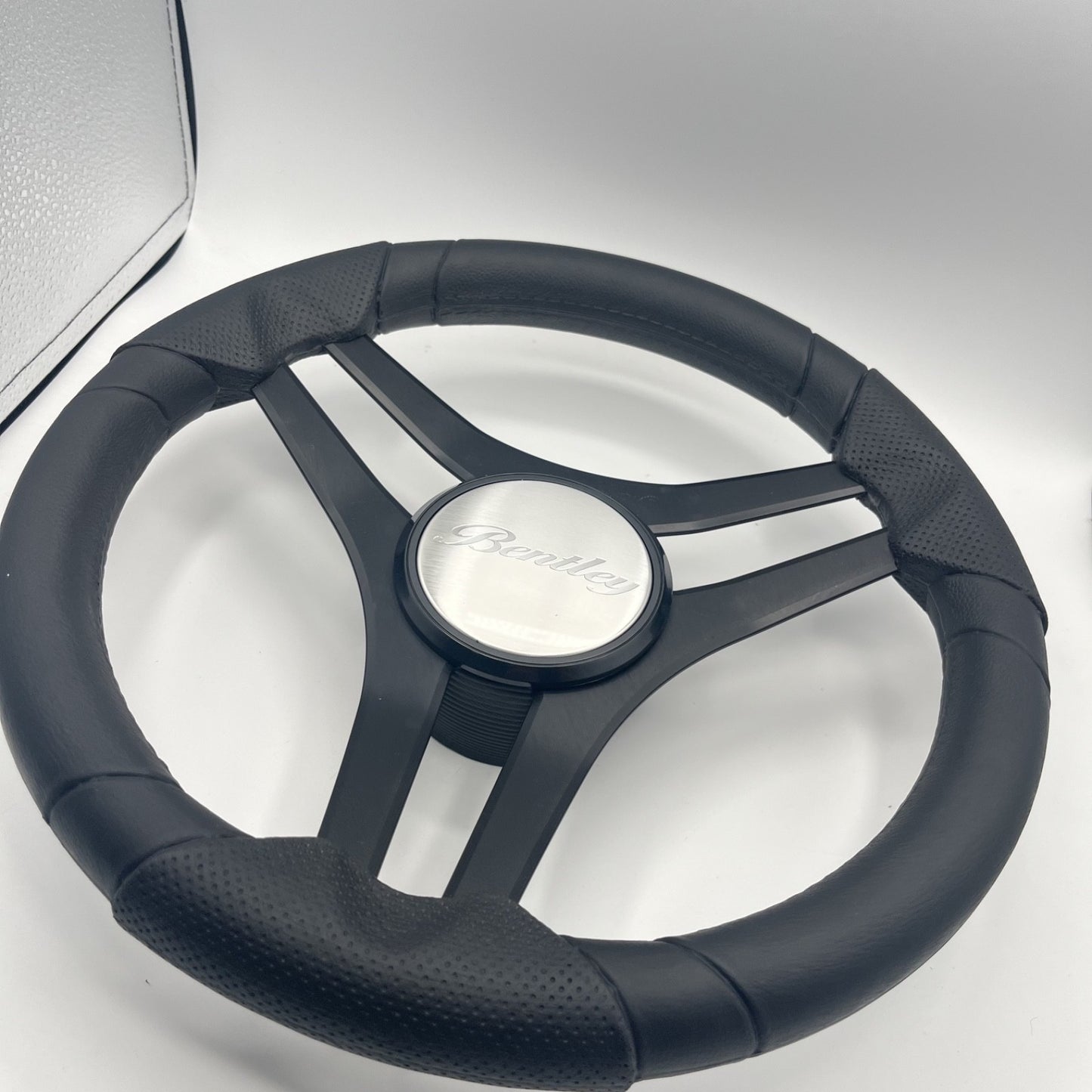 Molinara Marine Steering Wheel Black Brushed Alum Spokes | Lowe Boats