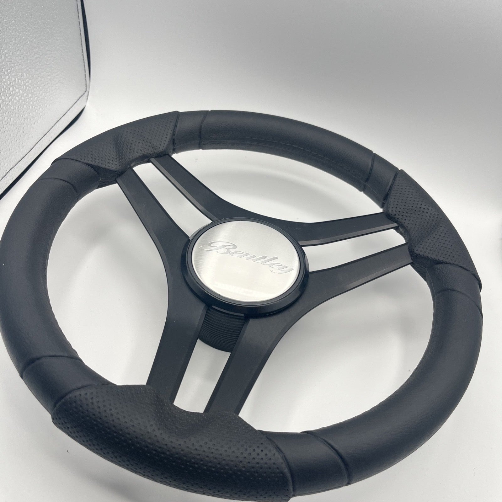 Molinara Marine Steering Wheel Black Brushed Alum Spokes | Lowe Boats