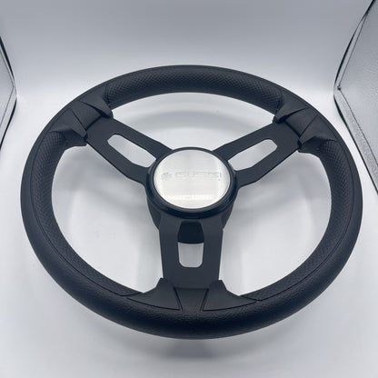 Gussi Italia Model 15 Steering Wheel Blk Brushed Alum Spokes | Gussi Logo