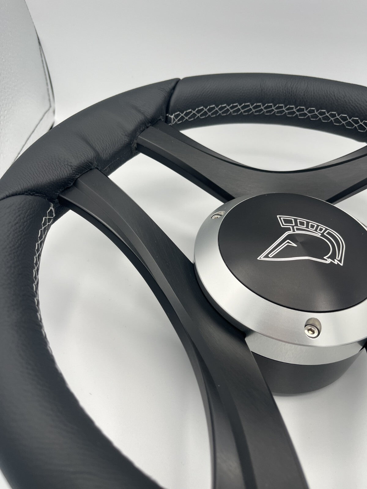 Durello Marine Steering Wheel, Black Leather Rim