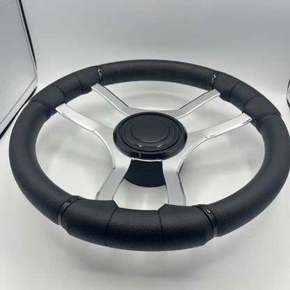 Malera Boat Steering Wheel Chrome Spokes | Blank Black Star