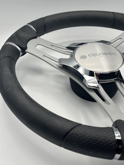 Verona Boat Steering Wheel Gray Brushed Aluminum Spokes | Gussi Italia