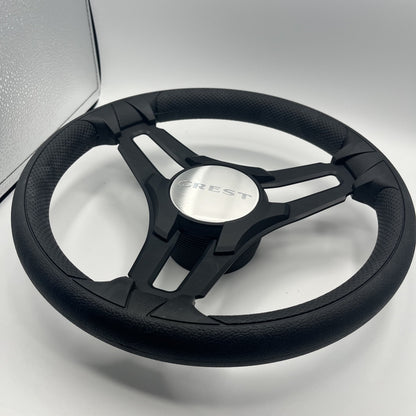 Gussi Italia Marine Steering Wheel Black Brush Metal Spokes | Crest