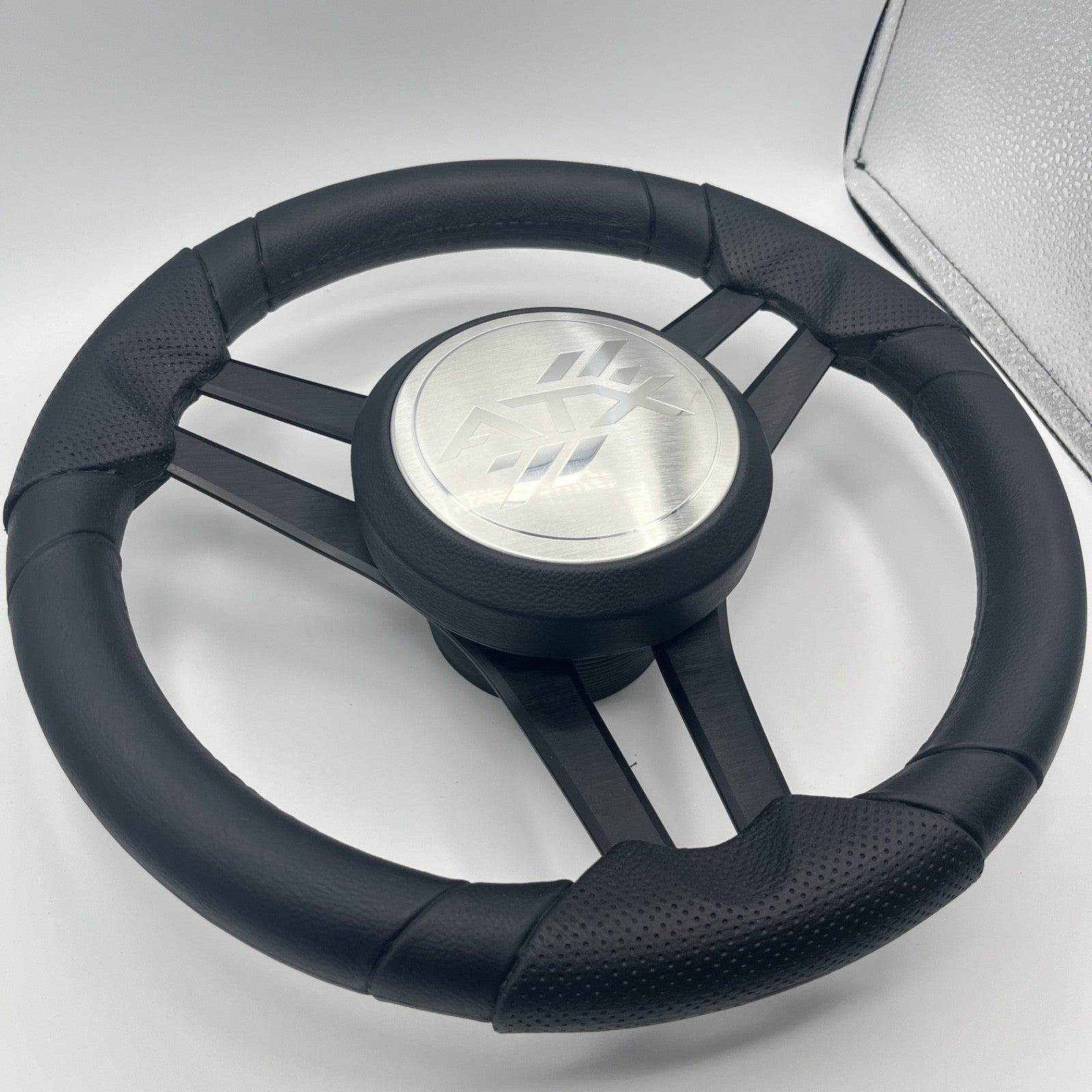Molinara Marine Steering Wheel Black Brushed Aluminum Spokes | ATX