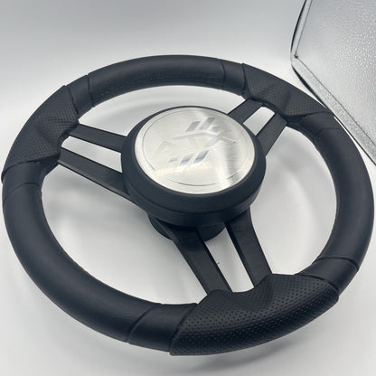 Molinara Marine Steering Wheel Black Brushed Aluminum Spokes | ATX