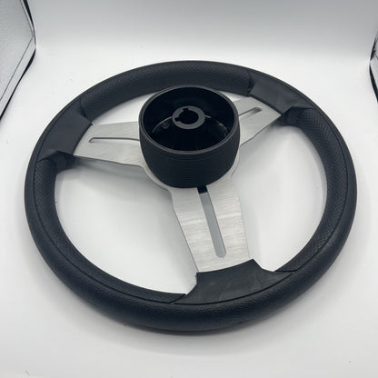 Model 15 Marine Steering Wheel Brush Alum Spokes | Crest Boats Logo