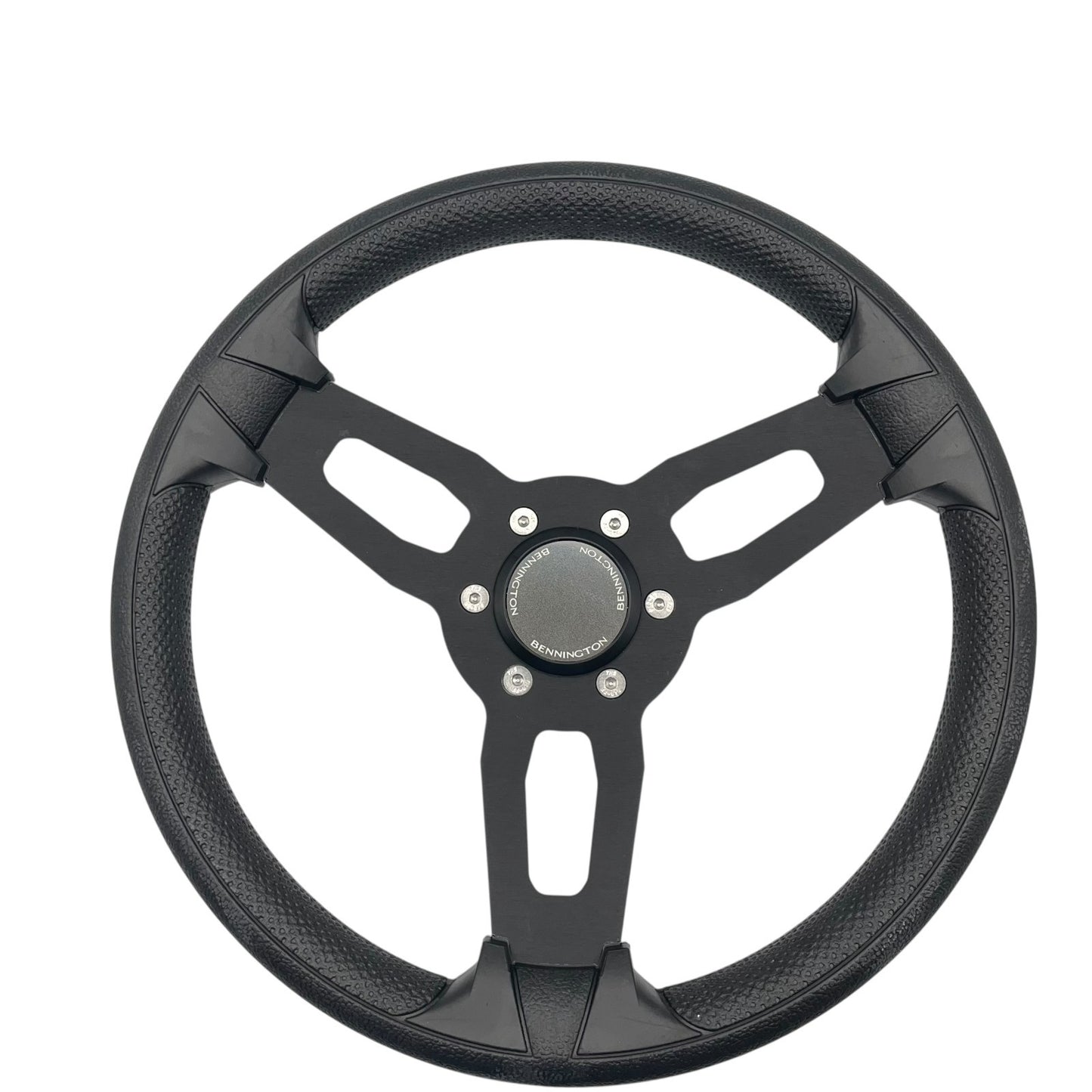 Model 15 Marine Steering Wheel Black Brushed Aluminum Spokes | Bennington