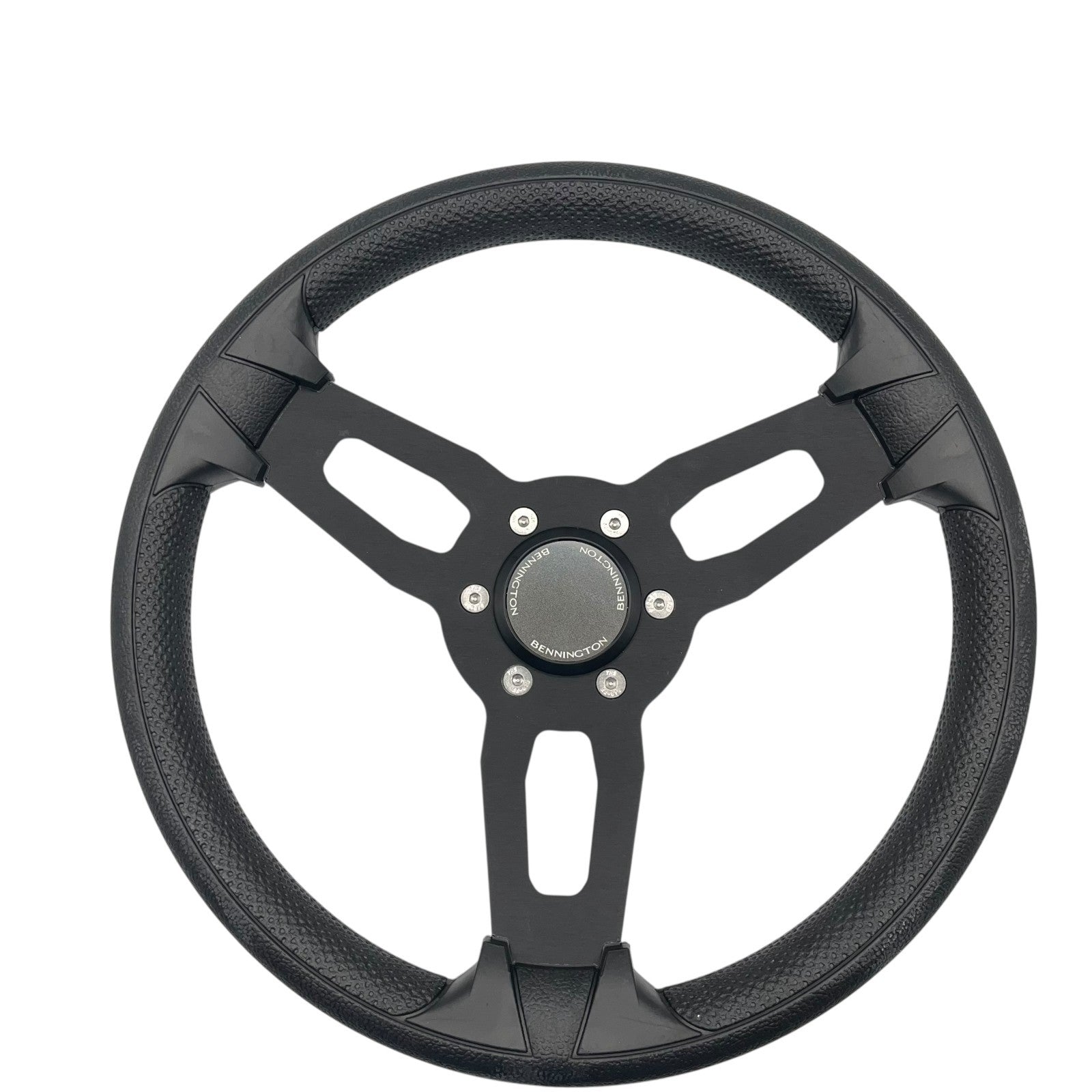 Model 15 Marine Steering Wheel Black Brushed Aluminum Spokes | Bennington