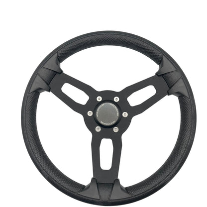 Model 15 Marine Steering Wheel Black Brushed Aluminum Spokes | Bennington