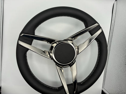 Caneva Boat Steering Wheel Stainless Steel Spoke Leather Rim | Plain