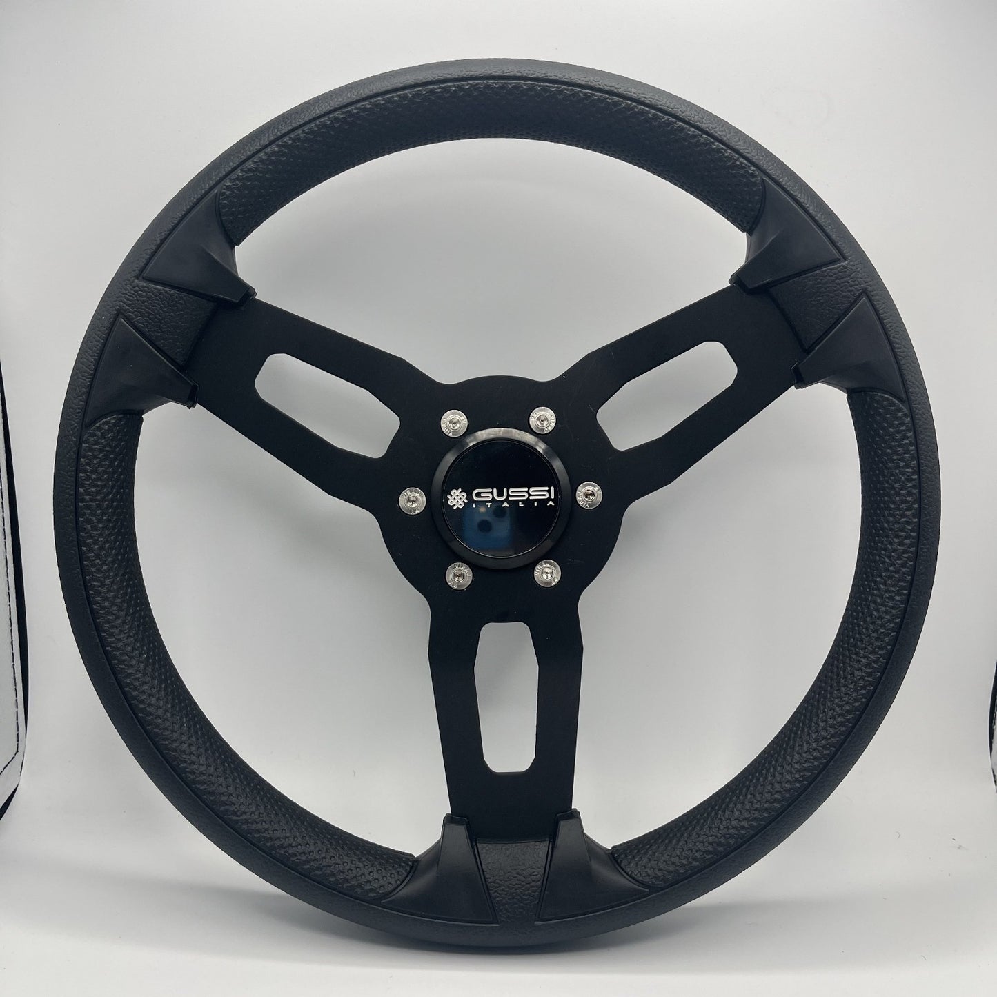 Gussi Italia Model 15 Steering Wheel Blk Brushed Alum Spokes | Gussi Stainless