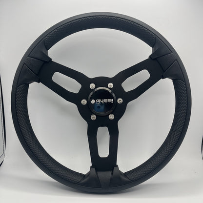 Gussi Italia Model 15 Steering Wheel Blk Brushed Alum Spokes | Gussi Stainless