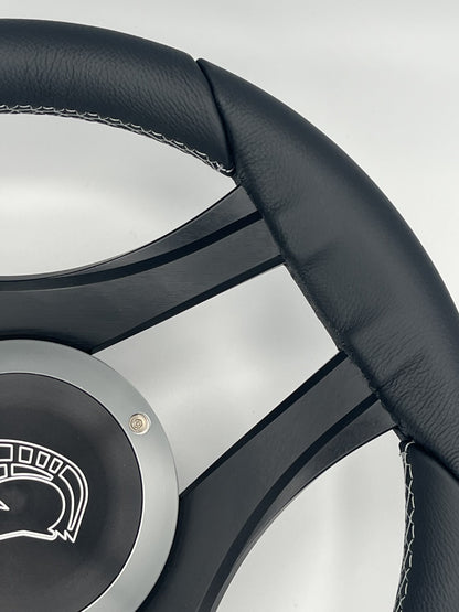 Durello Marine Steering Wheel, Black Leather Rim
