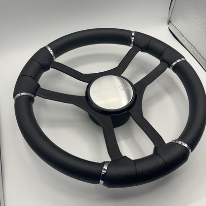 Malera Boat Steering Wheel Black Aluminum Spokes | Seastar Solutions