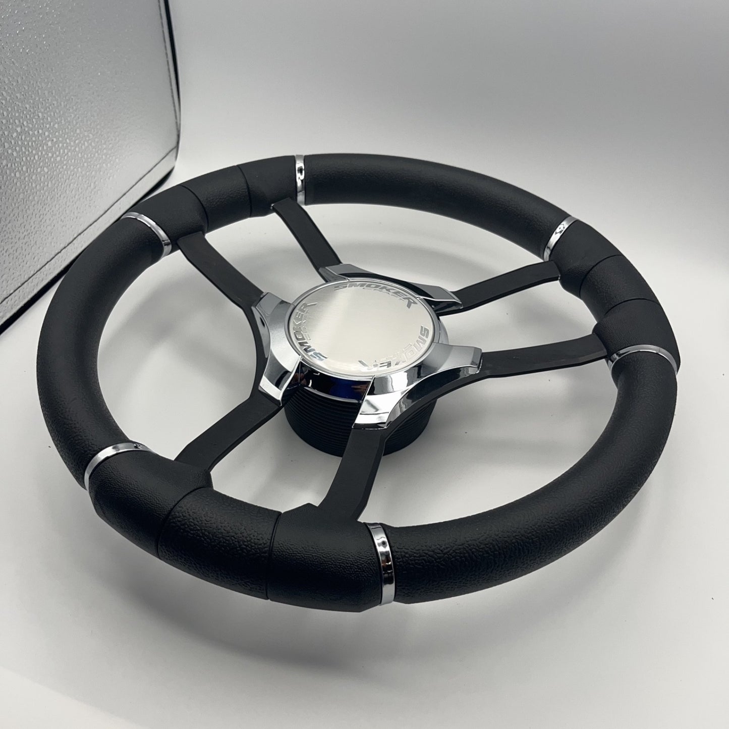 Malera Boat Steering Wheel Black Aluminum Spokes | Smokercraft Boats