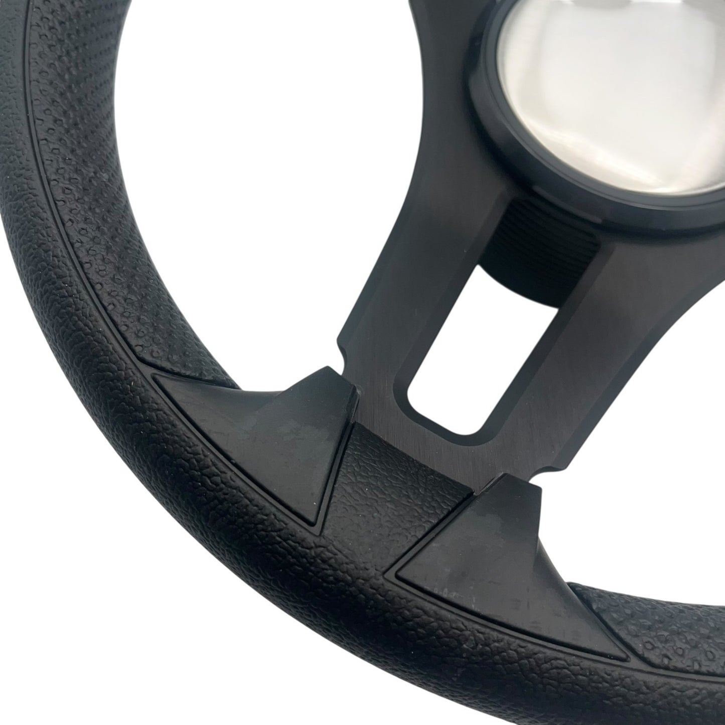 Gussi Italia Marine Steering Wheel Black Brushed Metal Spokes | Plain Dome