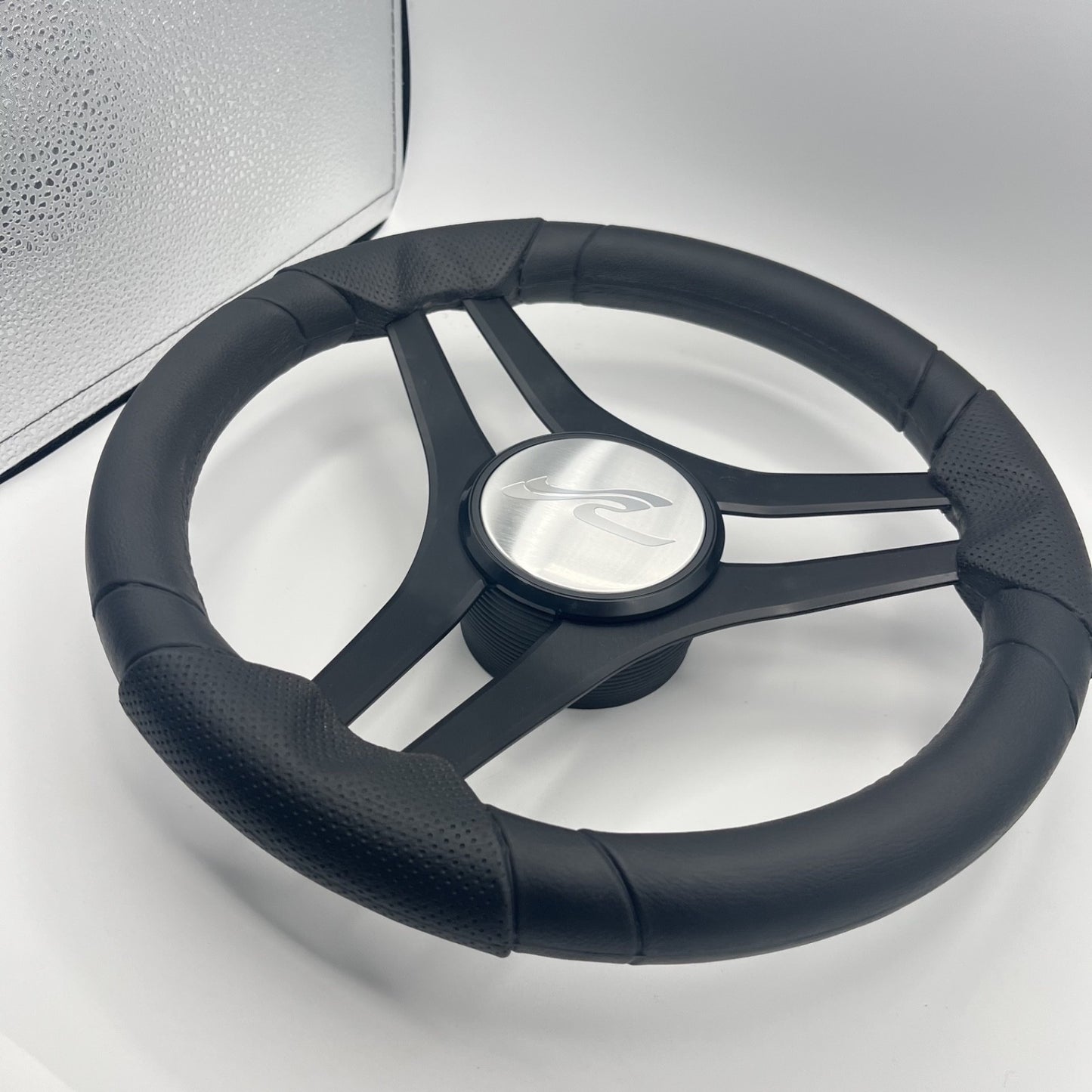 Molinara Marine Steering Wheel Black Brushed Alum Spokes | SeaRay Boats