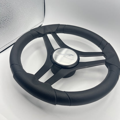 Molinara Marine Steering Wheel Black Brushed Alum Spokes | SeaRay Boats