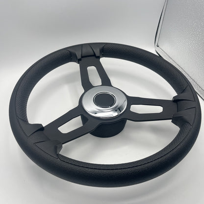Gussi Italia Model 15 Steering Wheel Blk Brushed Alum Spokes | Chrome Blank