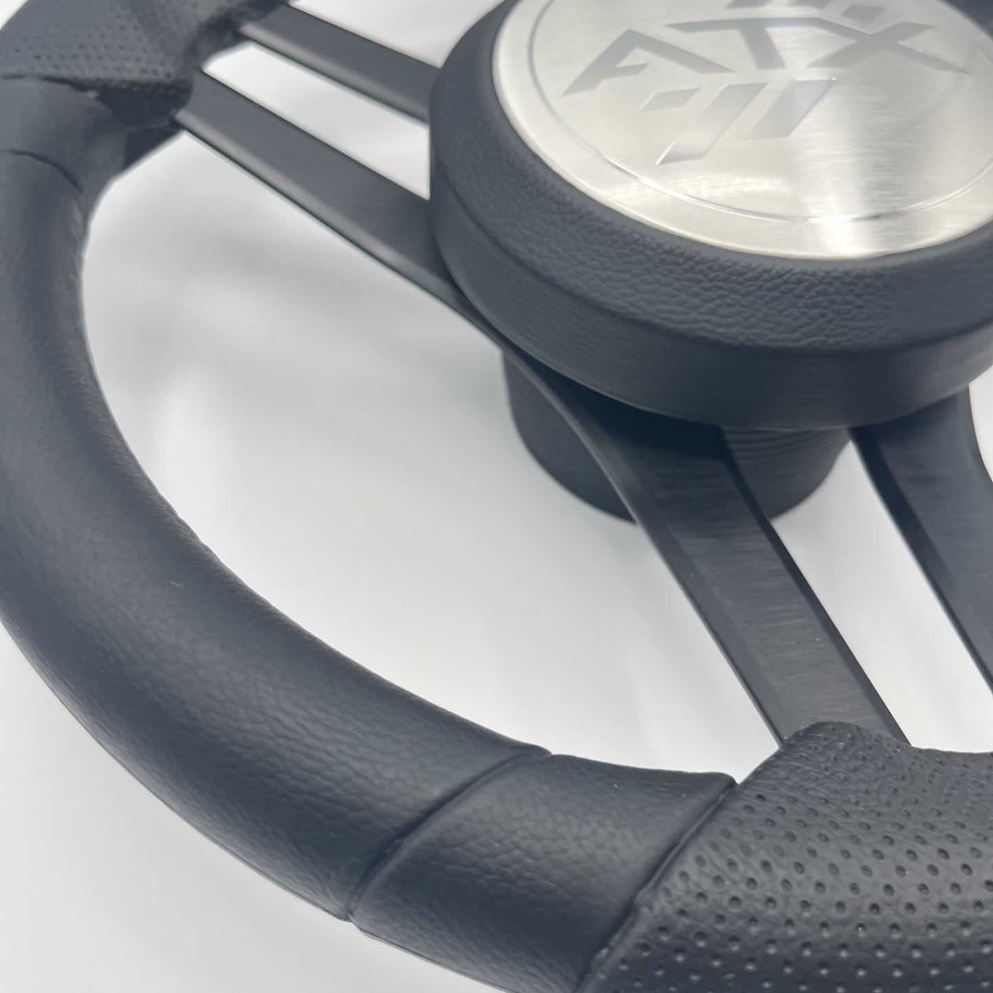 Molinara Marine Steering Wheel Black Brushed Aluminum Spokes | ATX