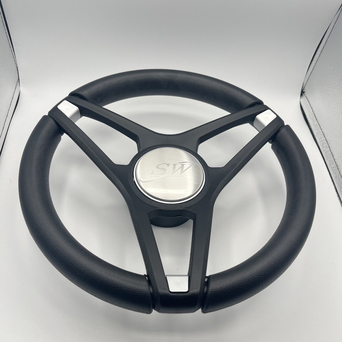 Molino Black w/Soft Touch Urethane Rim Boat Steering Wheel | Blue Wave