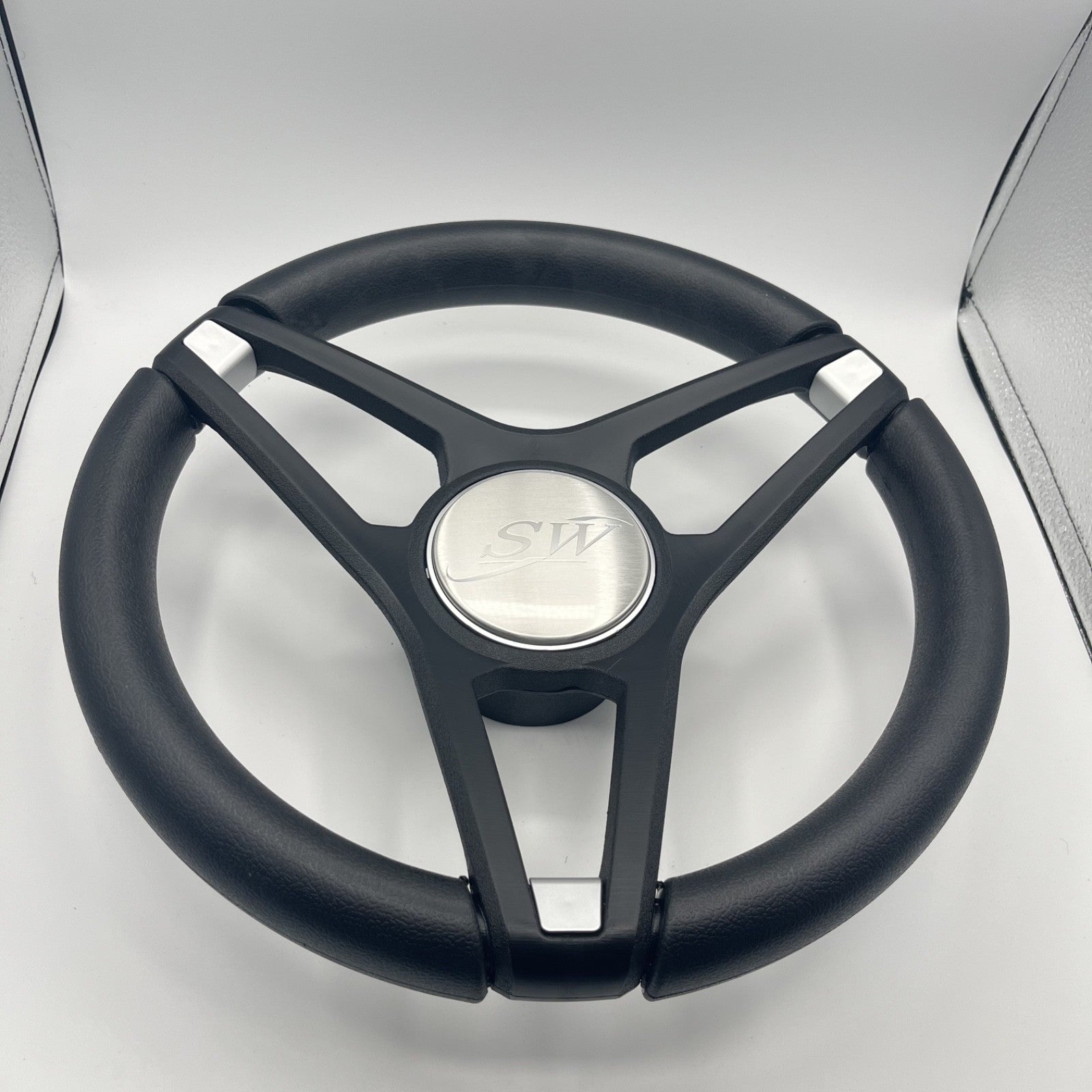Molino Black w/Soft Touch Urethane Rim Boat Steering Wheel | Blue Wave