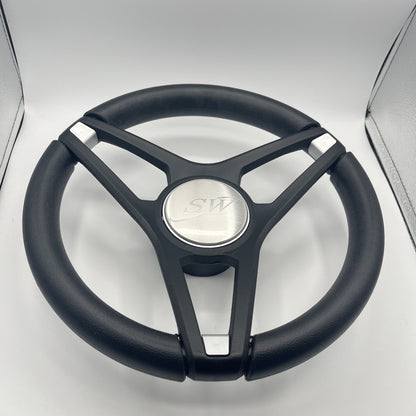 Molino Black w/Soft Touch Urethane Rim Boat Steering Wheel | Blue Wave