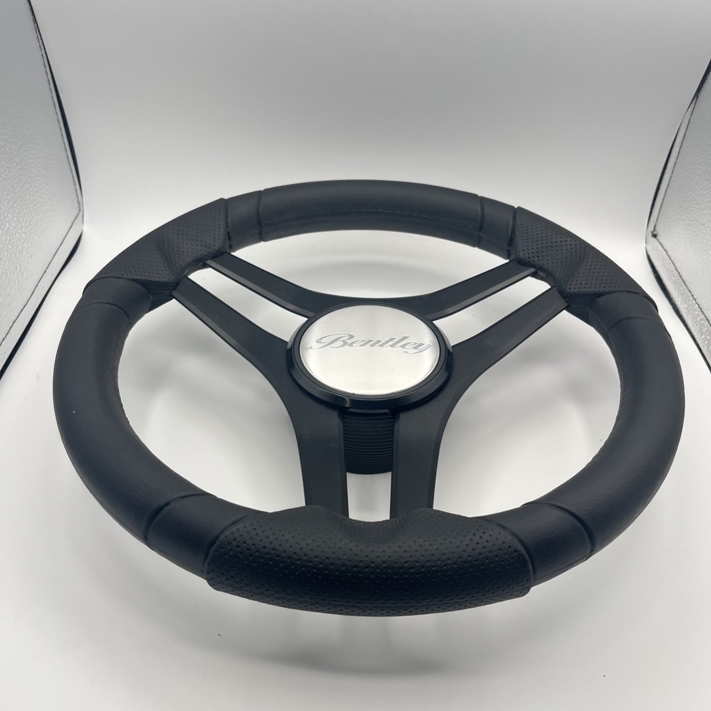 Molinara Marine Steering Wheel Black Brushed Alum Spokes | Lowe Boats