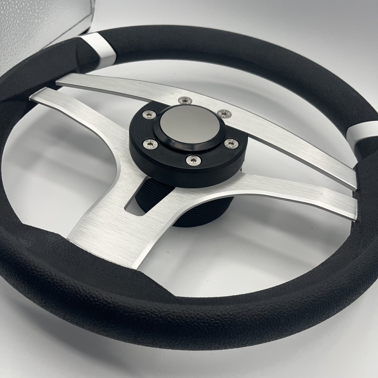 Badia Boat Steering Wheel Brushed Aluminum Spokes | Blank Snap-in