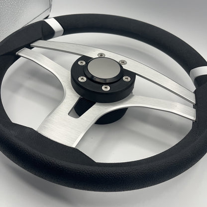 Badia Boat Steering Wheel Brushed Aluminum Spokes | Blank Snap-in