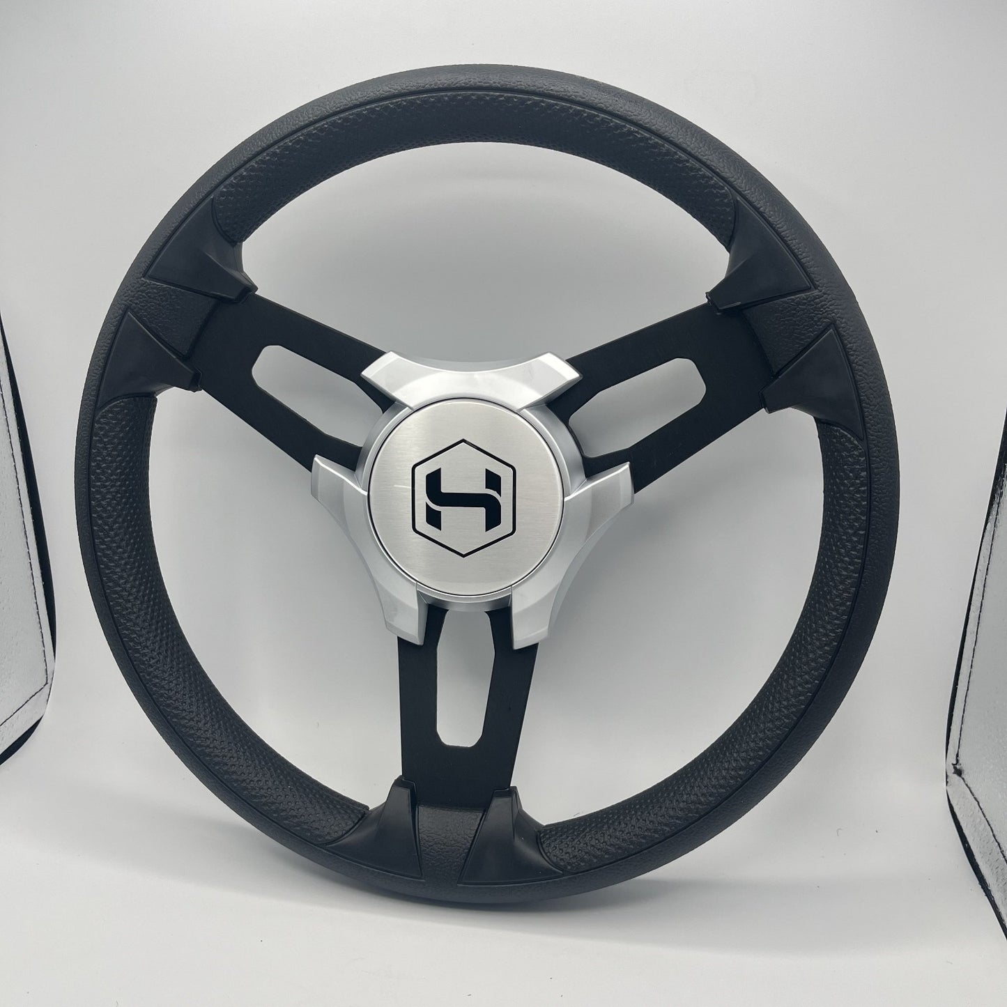 Gussi Italia Boat Model 15 Steering Wheel Black Brushed Alum Spokes | Sil Harris