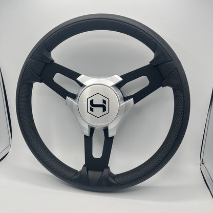 Gussi Italia Boat Model 15 Steering Wheel Black Brushed Alum Spokes | Sil Harris