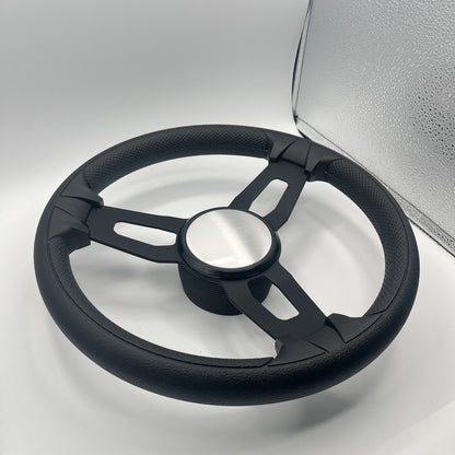 Gussi Italia Boat Model 15 Steering Wheel Black Brushed Alum Spokes | Plain