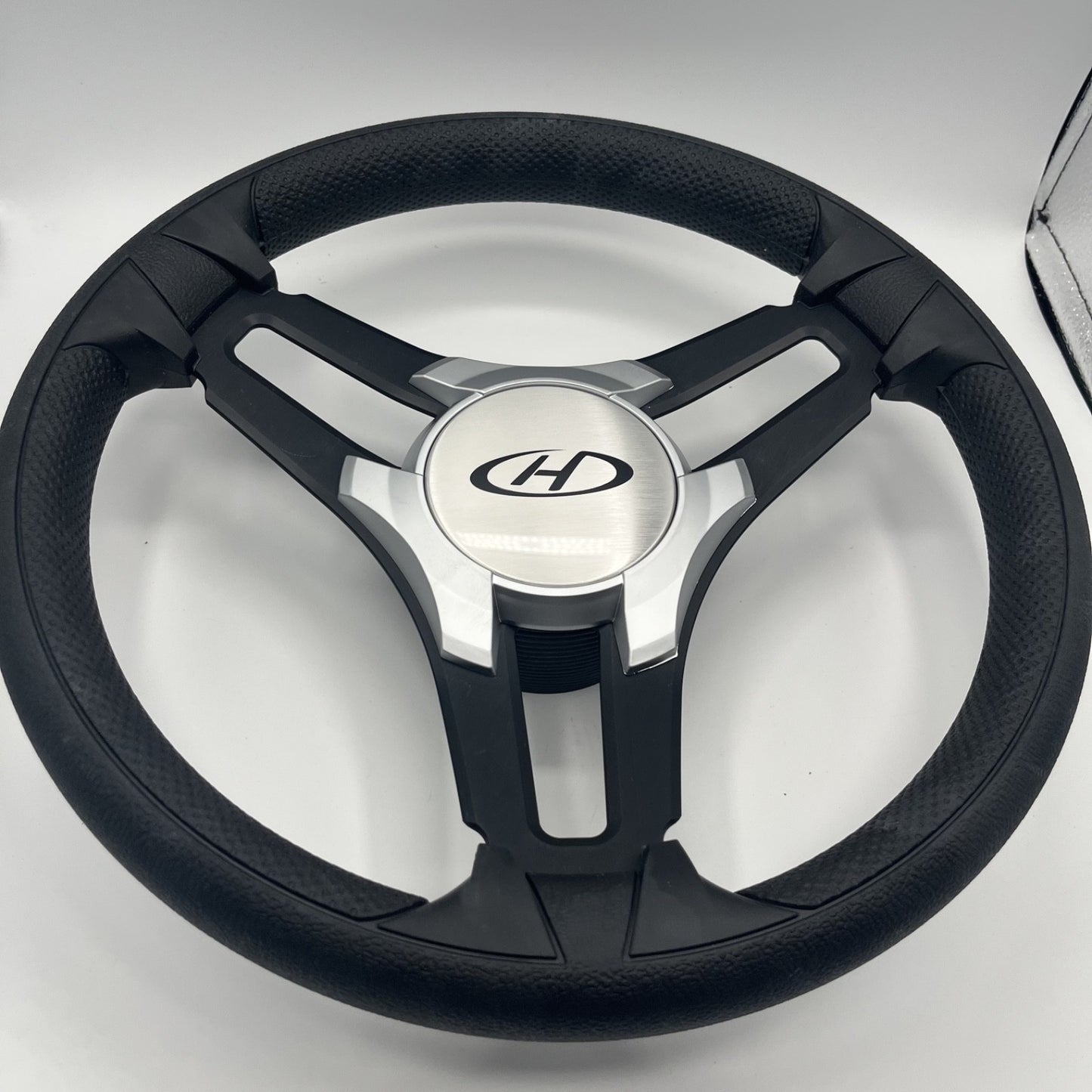 Gussi Italia Marine Steering Wheel Black Brush Metal Spokes | Harris Kayot